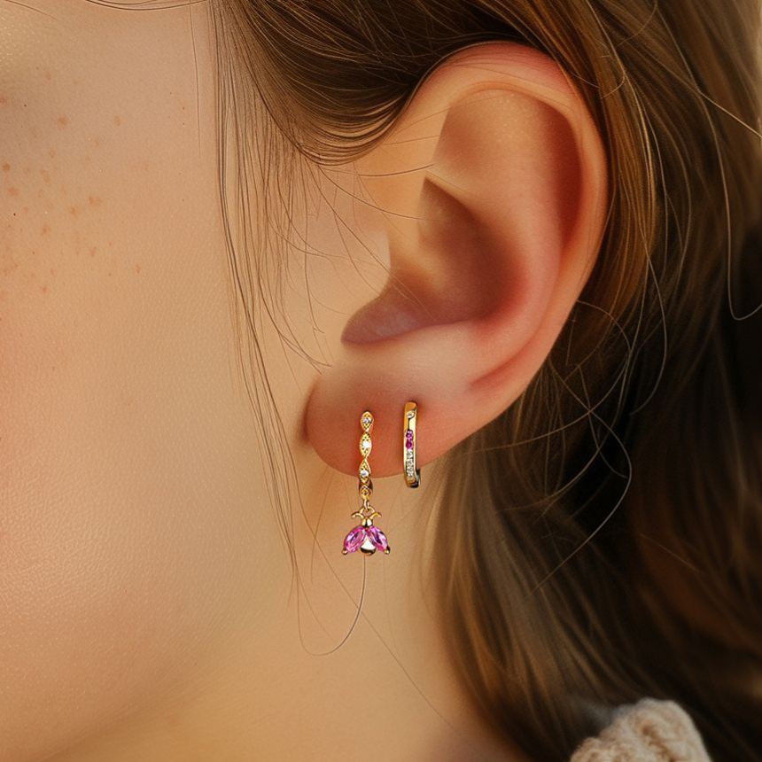 S925 Sterling Silver Zircon Huggie Earrings