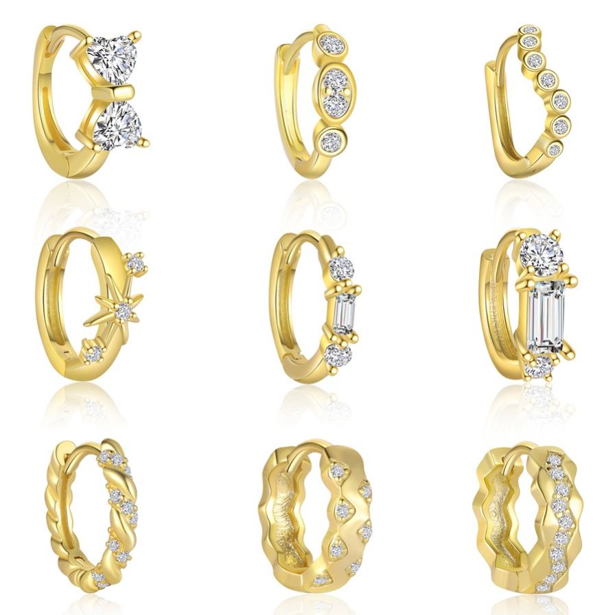 S925 Sterling Silver Earrings with High-Sparkle Zirconia