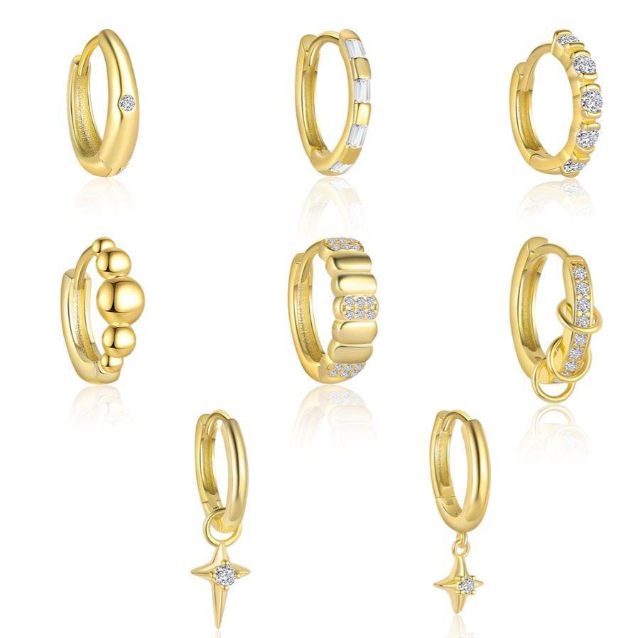 S925 Sterling Silver Geometric Earrings with Zirconia