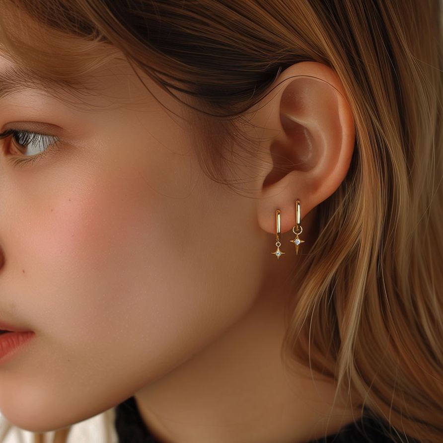S925 Sterling Silver Geometric Earrings with Zirconia