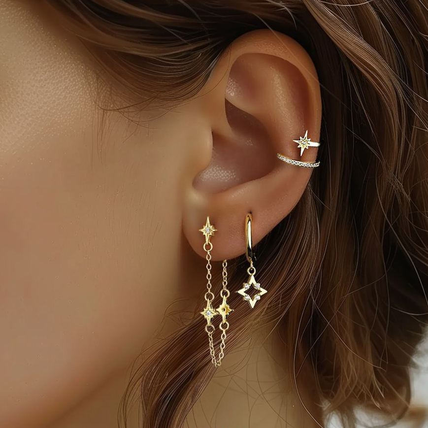 S925 sterling silver stud earrings with cubic zirconia