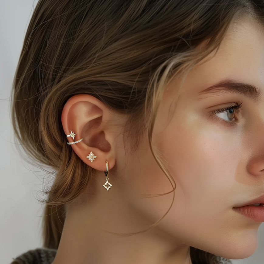 S925 sterling silver stud earrings with cubic zirconia