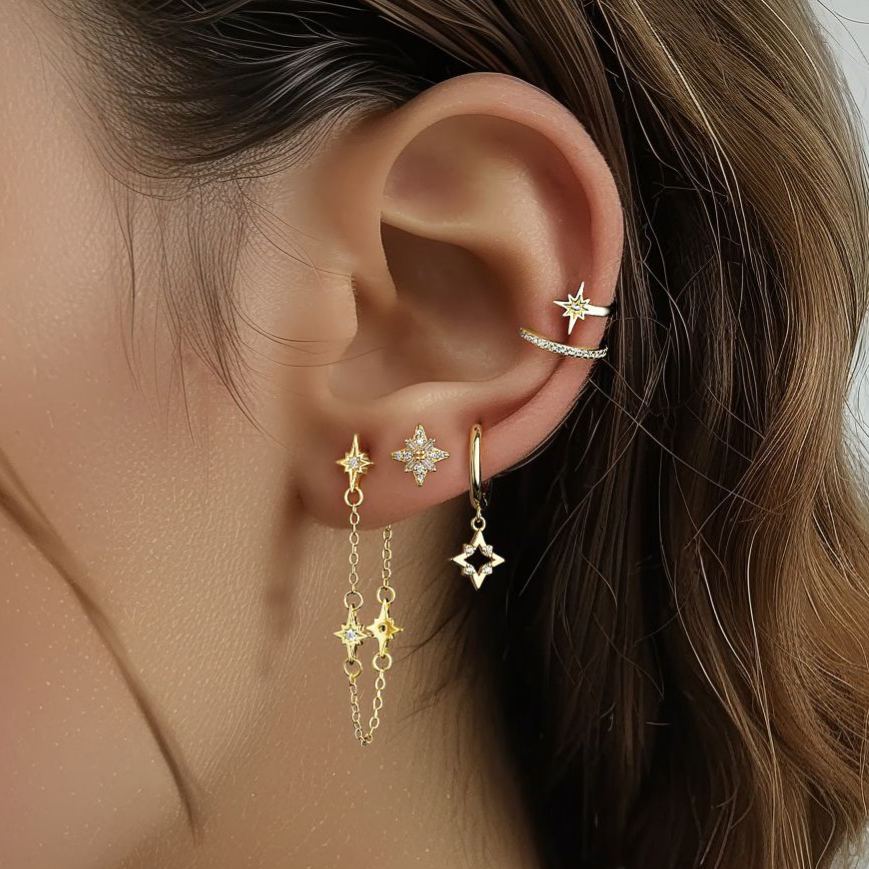 S925 sterling silver stud earrings with cubic zirconia