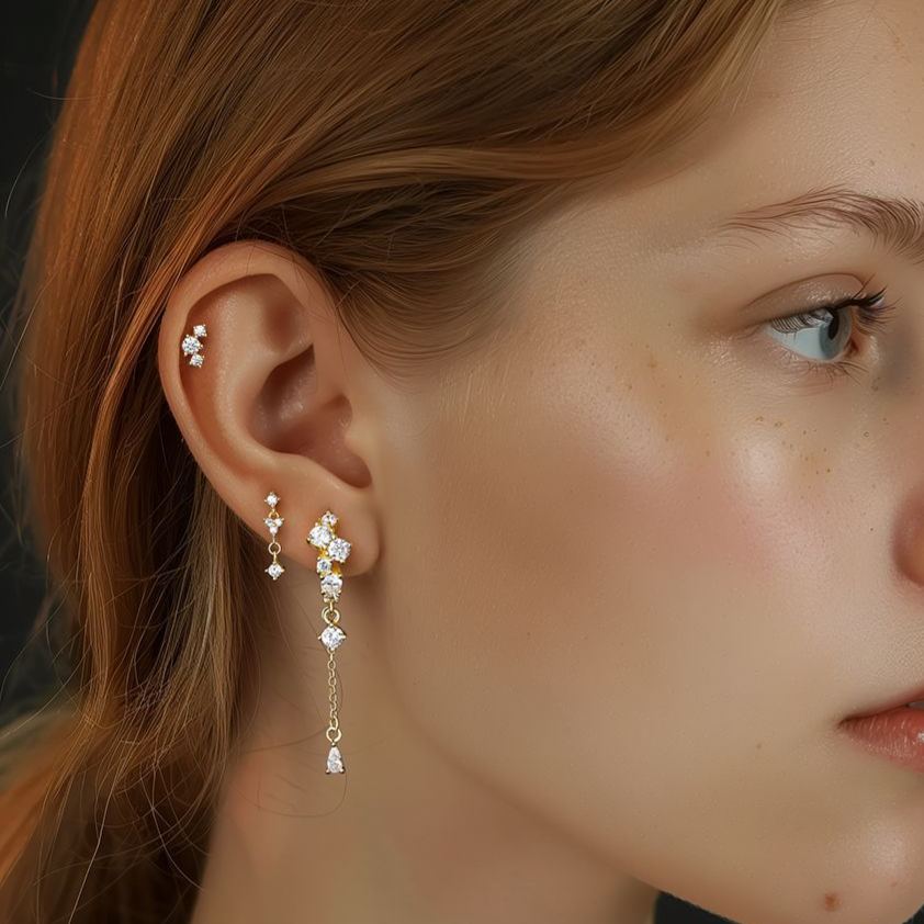 S925 Sterling Silver Zircon Stud Earrings