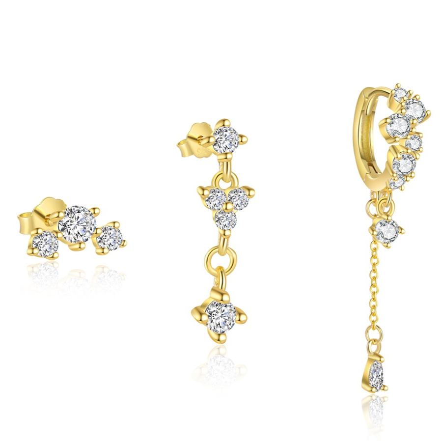 S925 Sterling Silver Zircon Stud Earrings