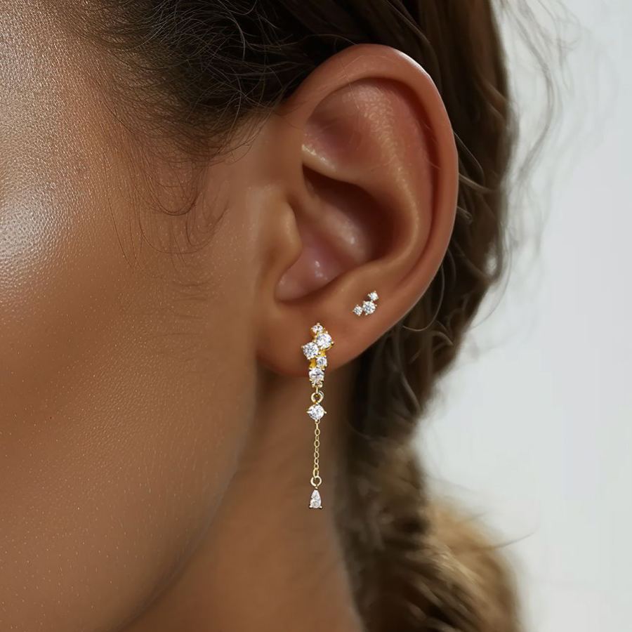 S925 Sterling Silver Zircon Stud Earrings