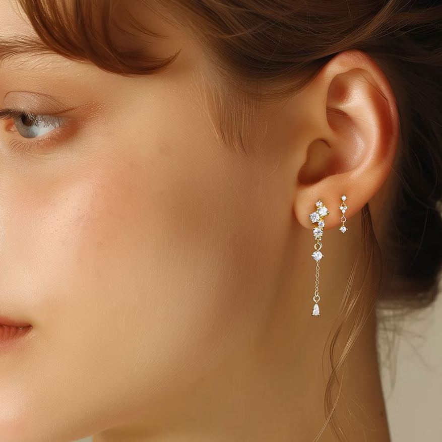 S925 Sterling Silver Zircon Stud Earrings