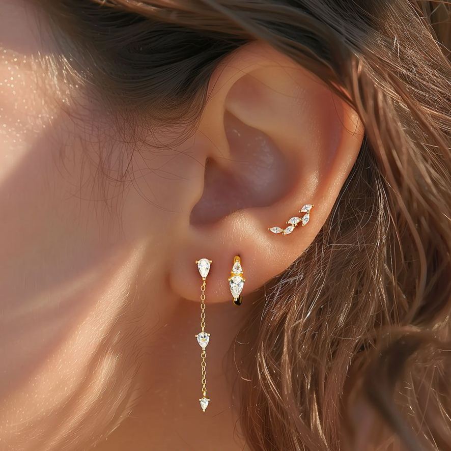 S925 Sterling Silver Stud Earrings with Sparkling Zirconia