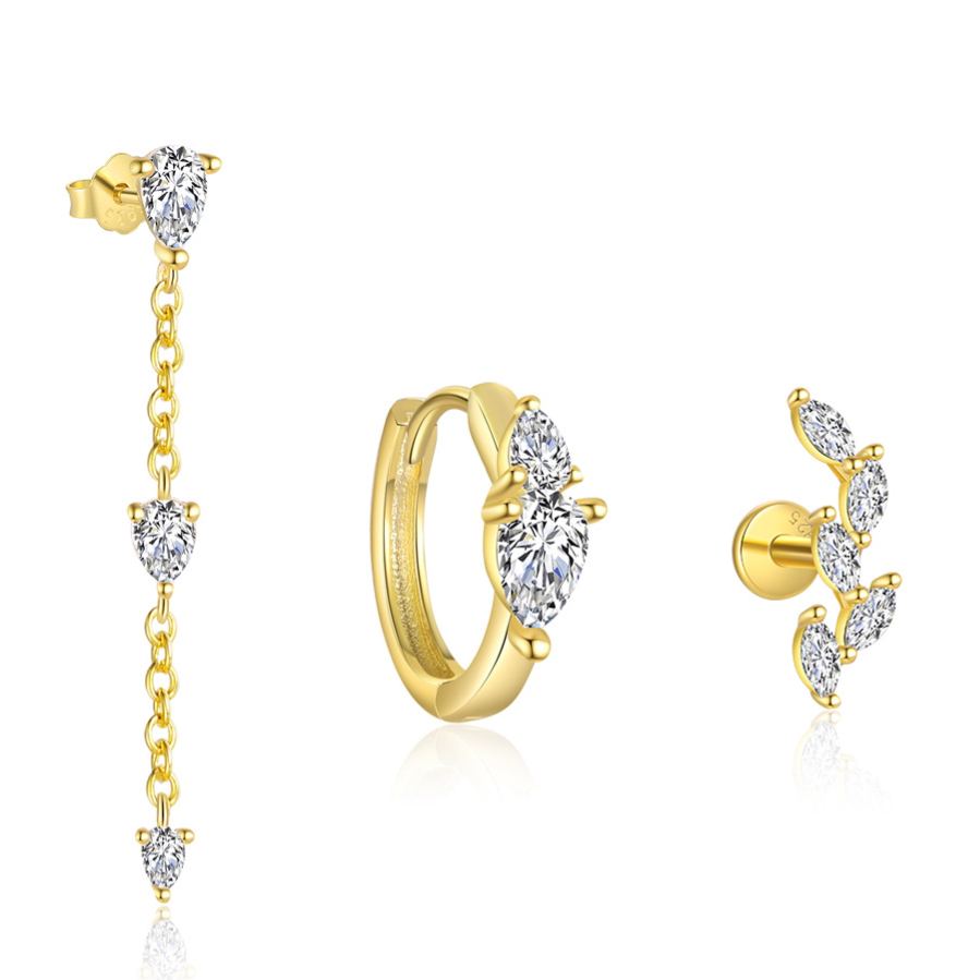 S925 Sterling Silver Stud Earrings with Sparkling Zirconia