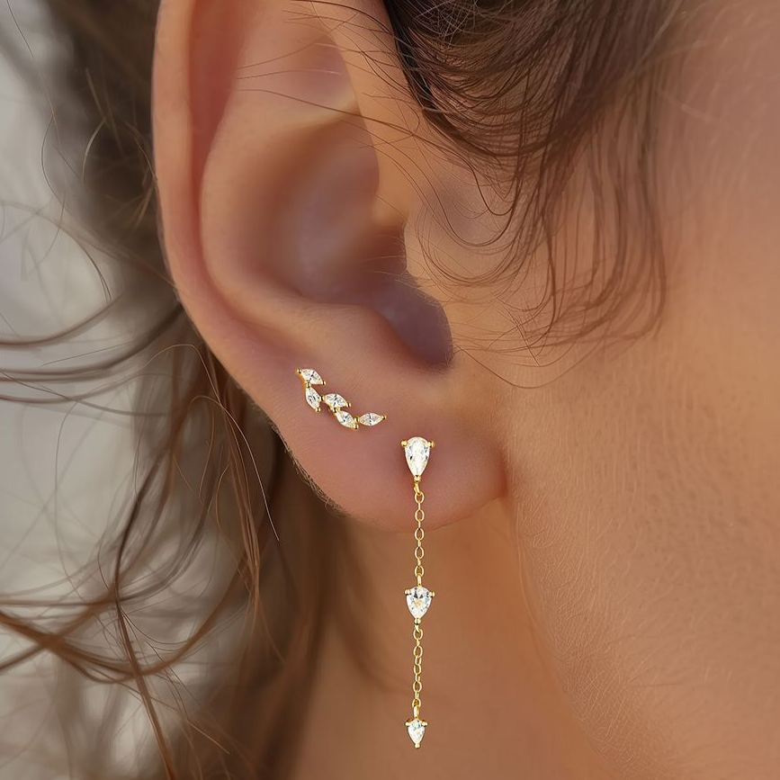 S925 Sterling Silver Stud Earrings with Sparkling Zirconia