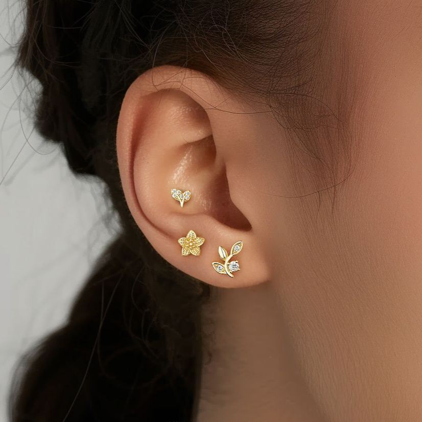 S925 sterling silver stud earrings with cubic zirconia