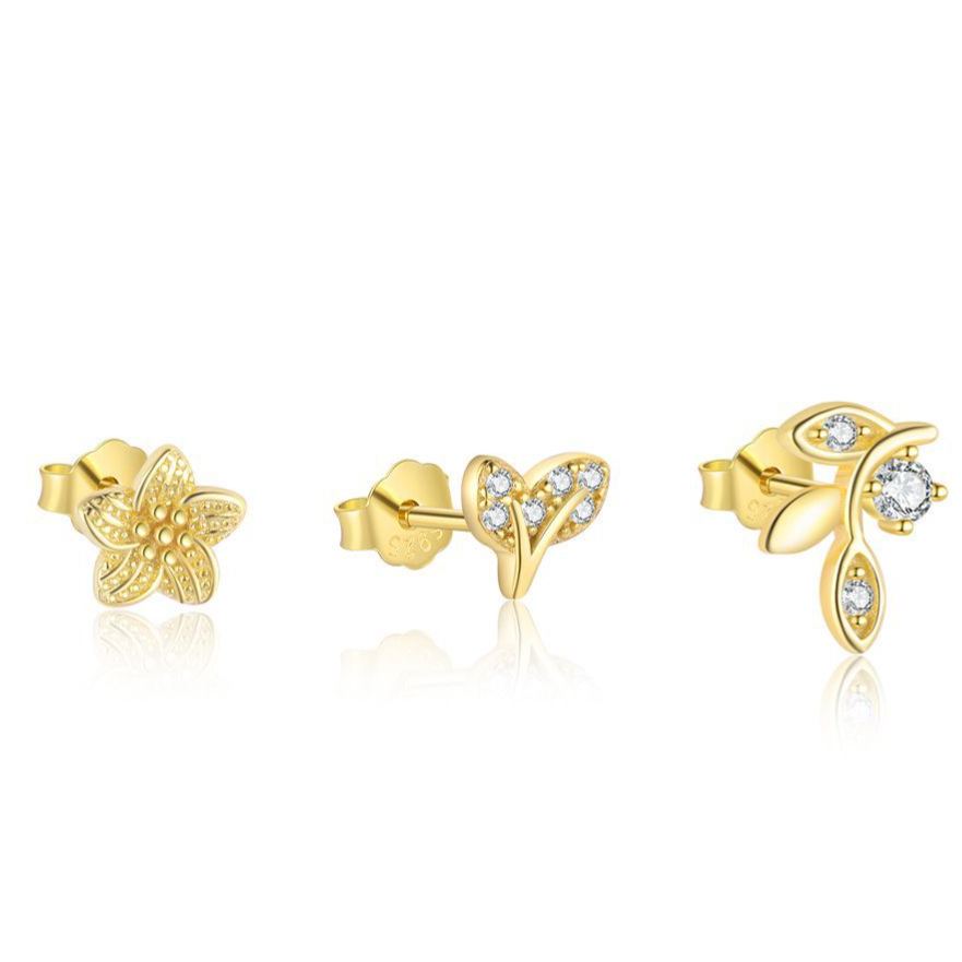 S925 sterling silver stud earrings with cubic zirconia