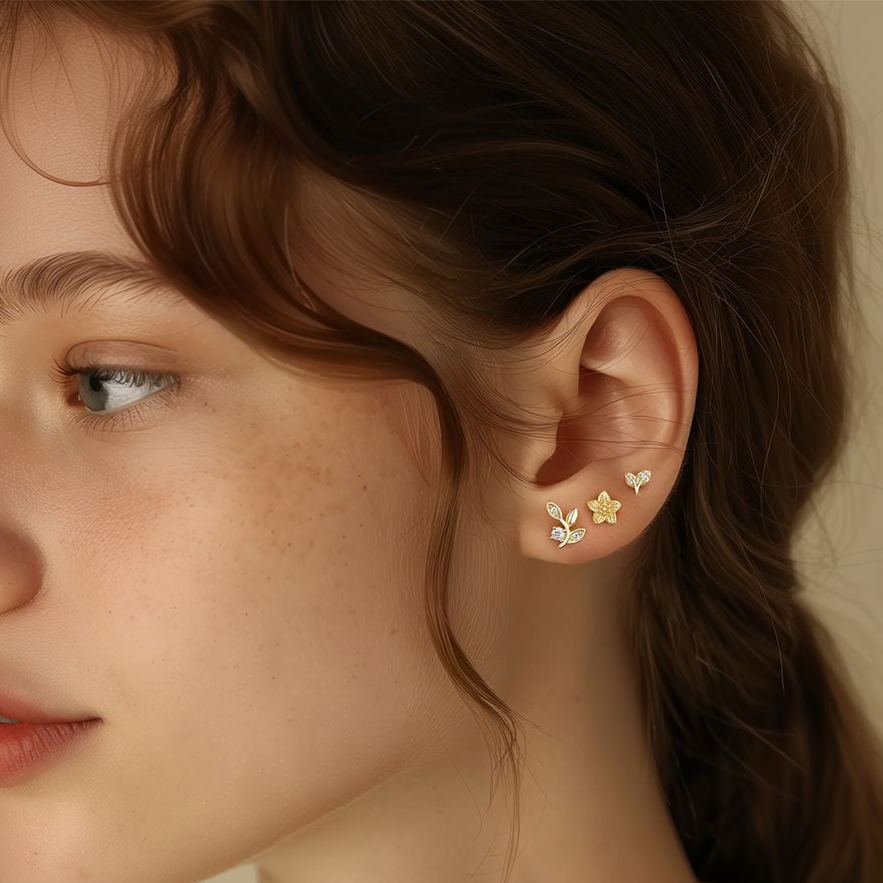 S925 sterling silver stud earrings with cubic zirconia