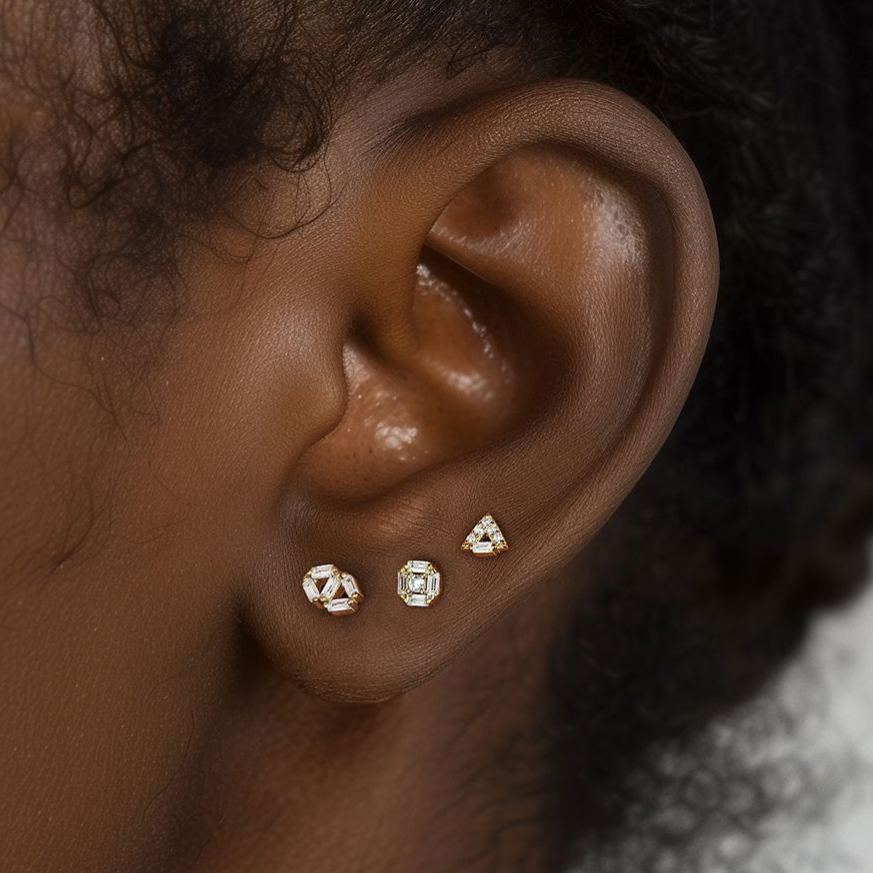 S925 Sterling Silver Flat-Top Stud Earrings with Zirconia