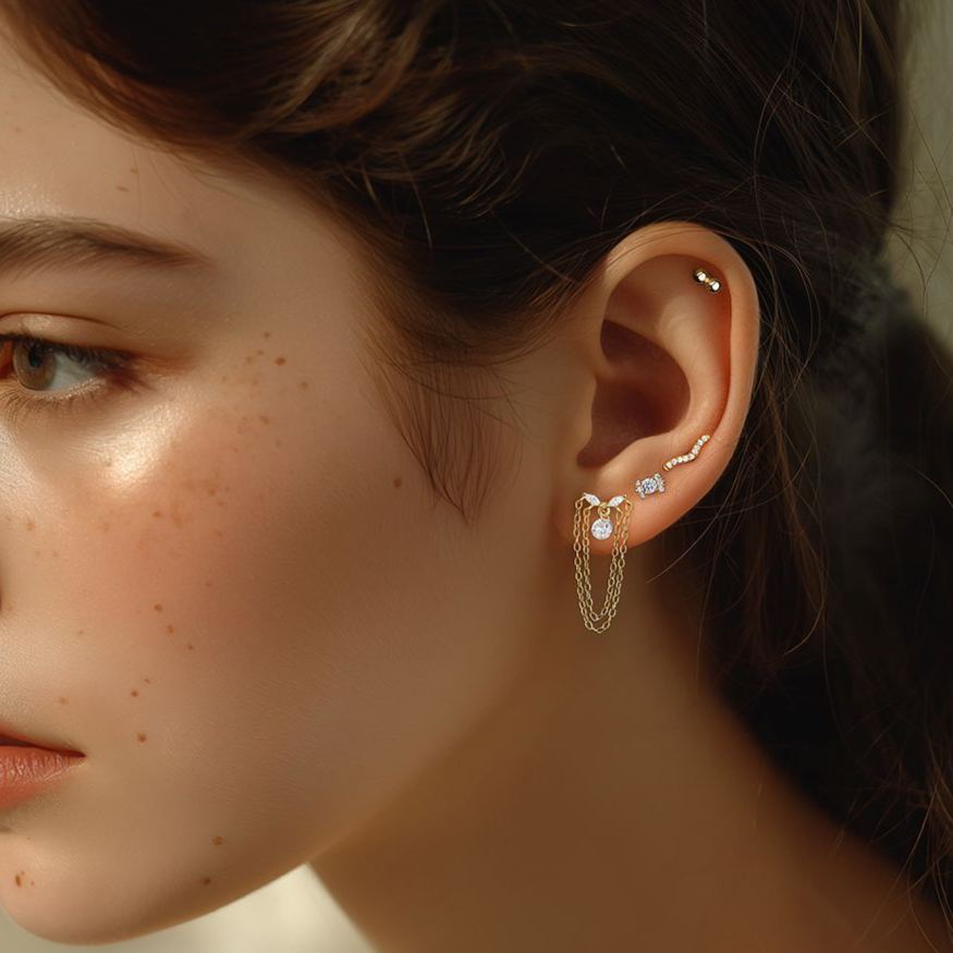 S925 Sterling Silver Flat-Top Stud Earrings with Zirconia