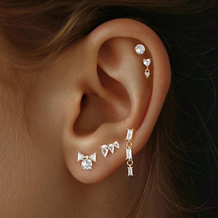S925 Sterling Silver Zircon Stud Earrings
