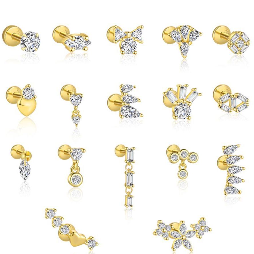 S925 Sterling Silver Zircon Stud Earrings