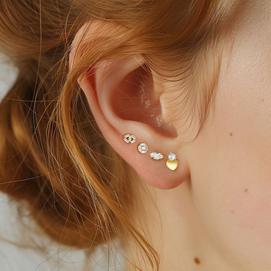 S925 Sterling Silver Zircon Stud Earrings