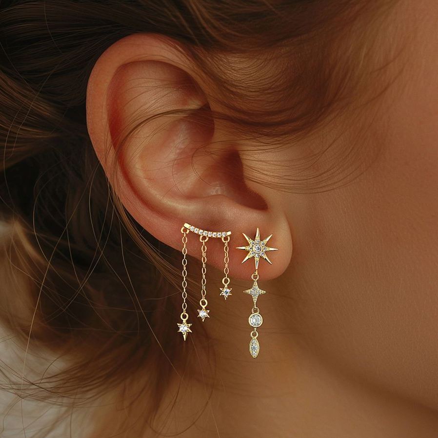 S925 sterling silver stud earrings with cubic zirconia