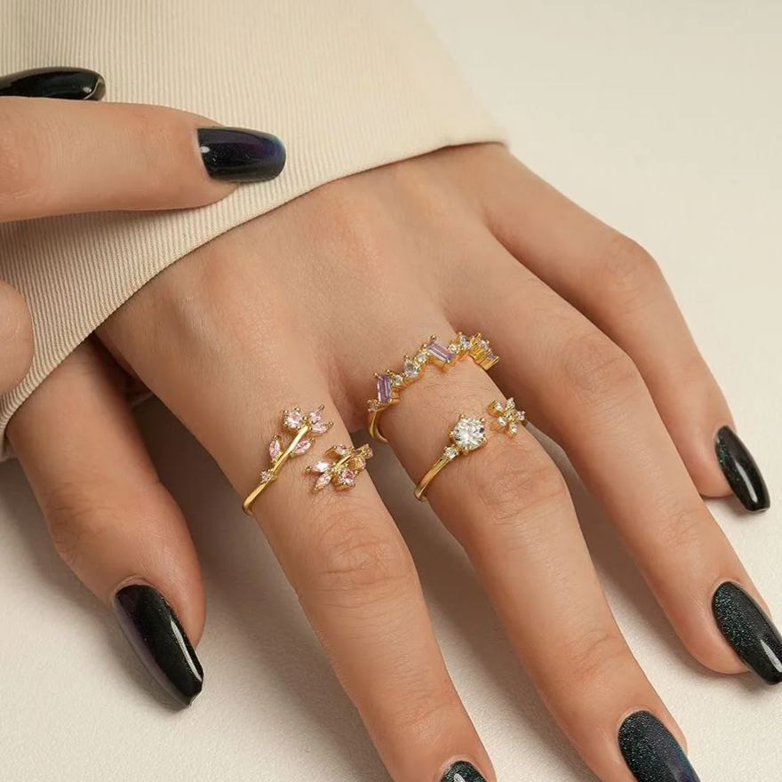 S925 Sterling Silver Ring with Colorful Zirconia