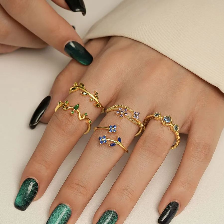 S925 Sterling Silver Ring with Colorful Zirconia
