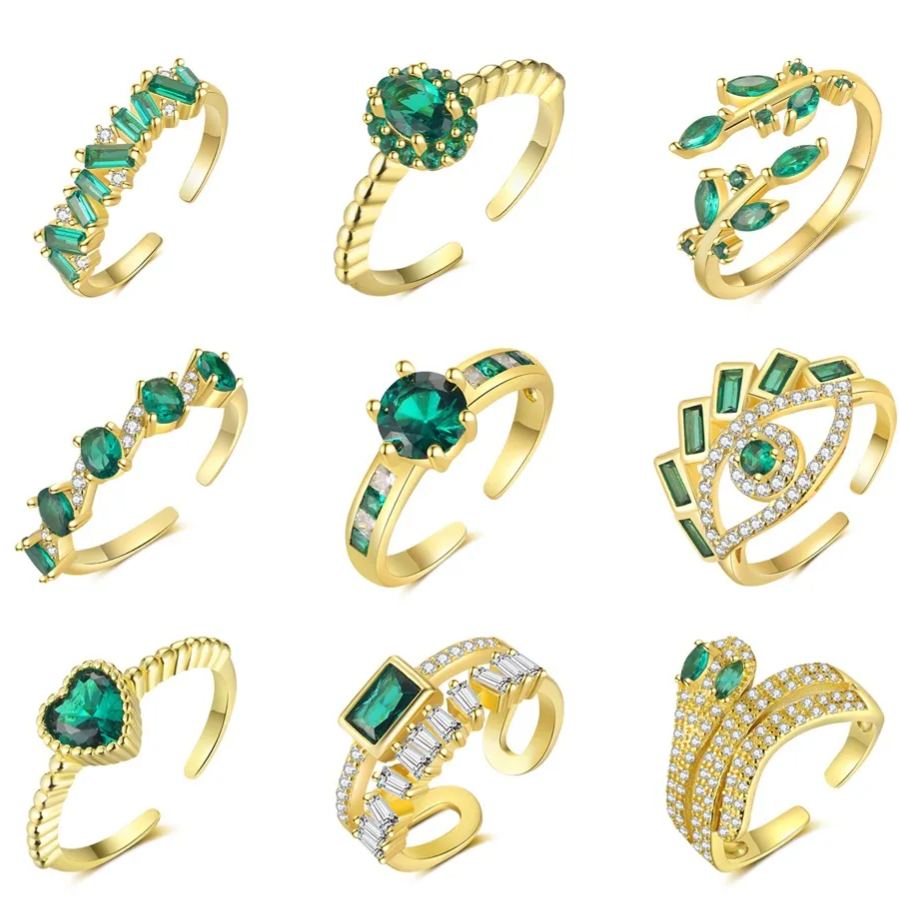 S925 Sterling Silver Emerald-Green Zircon Ring