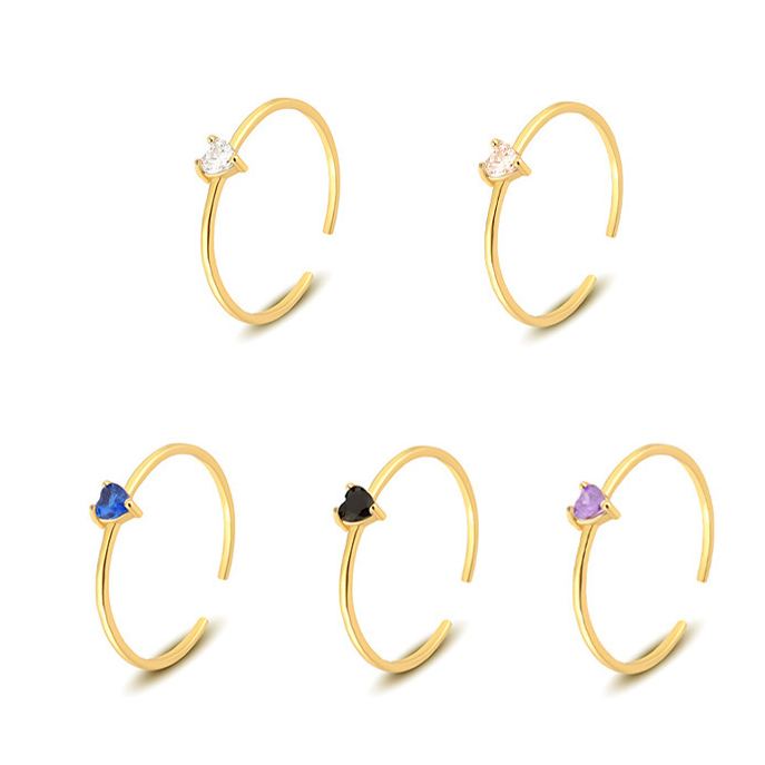 S925 Sterling Silver Heart-Shaped Colorful Zircon Ring