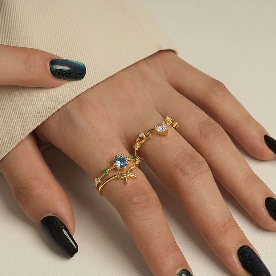 S925 Sterling Silver Open Ring with Sparkling Zirconia