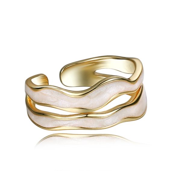 925 Sterling Silver Open Ring with Enamel Detail