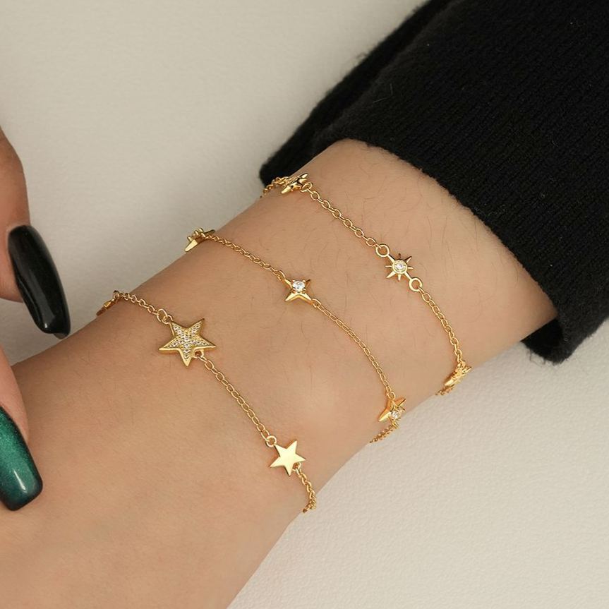 S925 Sterling Silver Bracelet Set with Zirconia