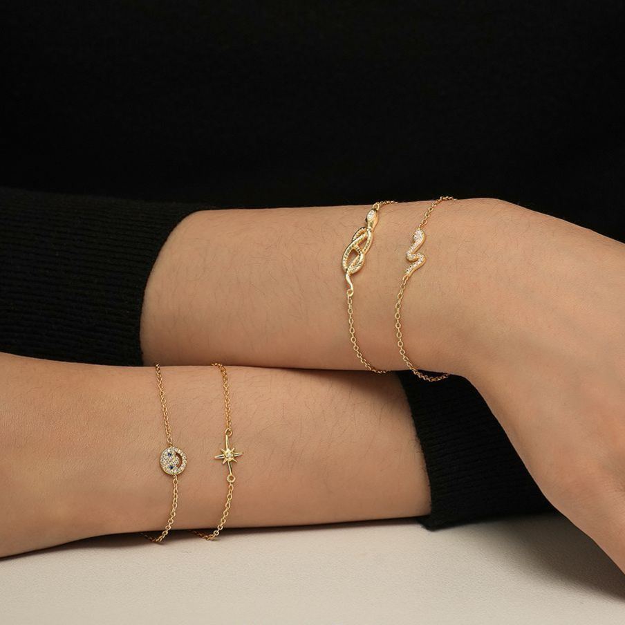 S925 Sterling Silver Bracelet Set with Zirconia