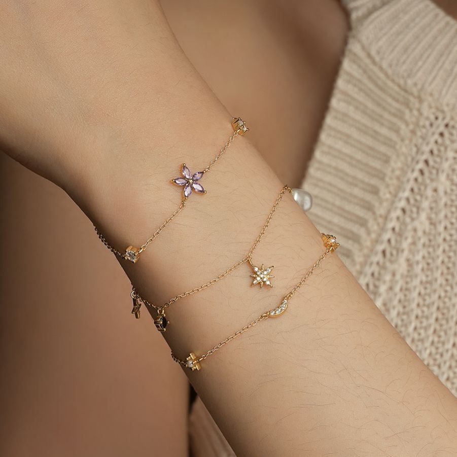 S925 Sterling Silver Bracelet Set with Zirconia