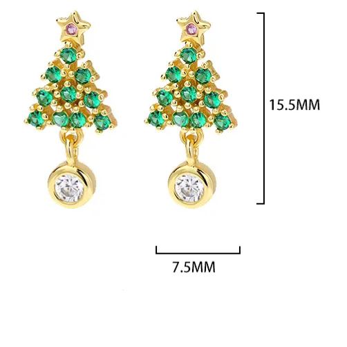 925 Sterling Silver Colorful Zircon Christmas Tree Necklace and Earring Set