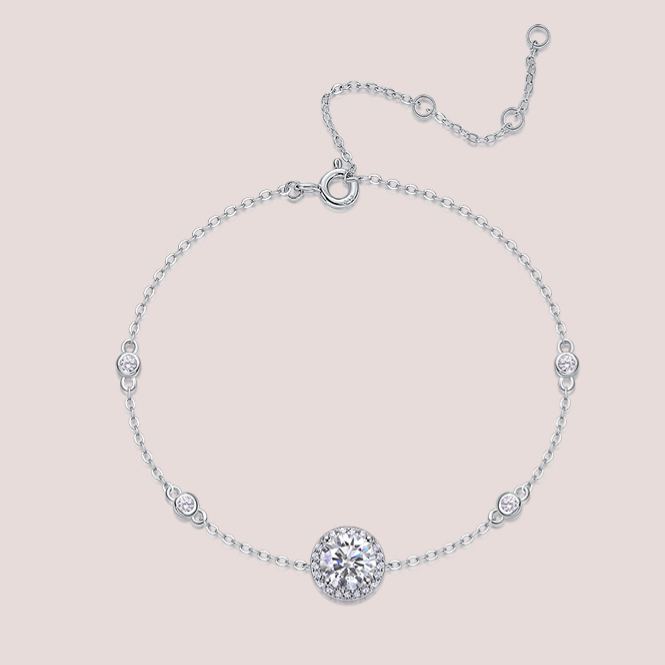 925 Sterling Silver Moissanite Five-Flower Bracelet