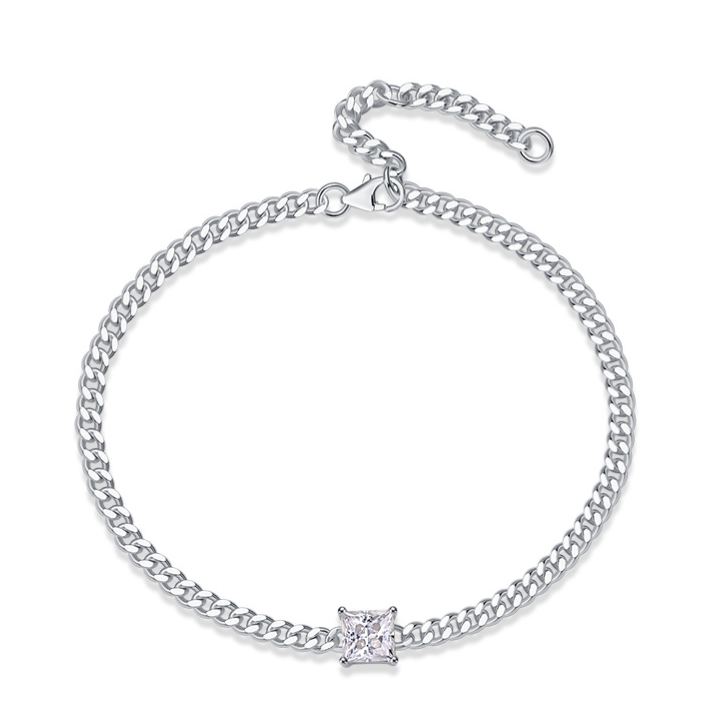 925 Silver Moissanite Cuban Link Bracelet