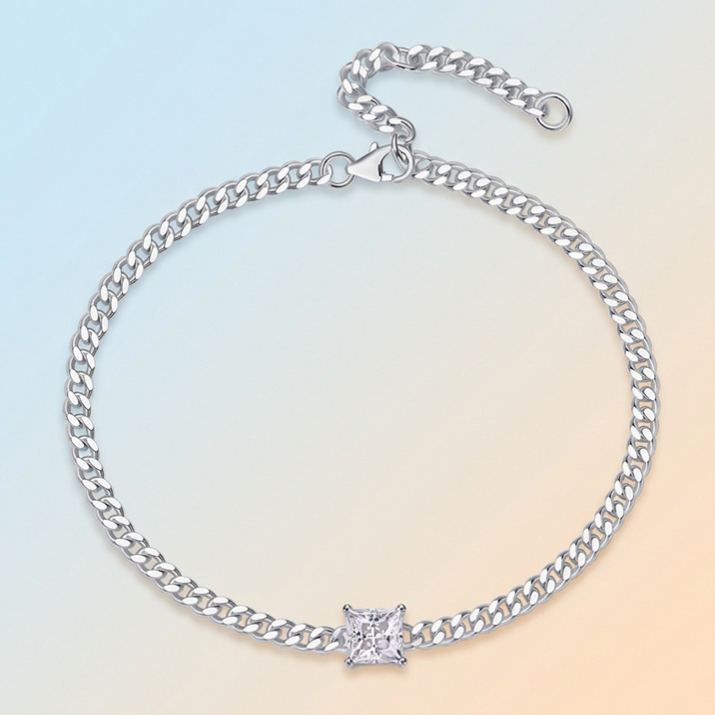 925 Silver Moissanite Cuban Link Bracelet