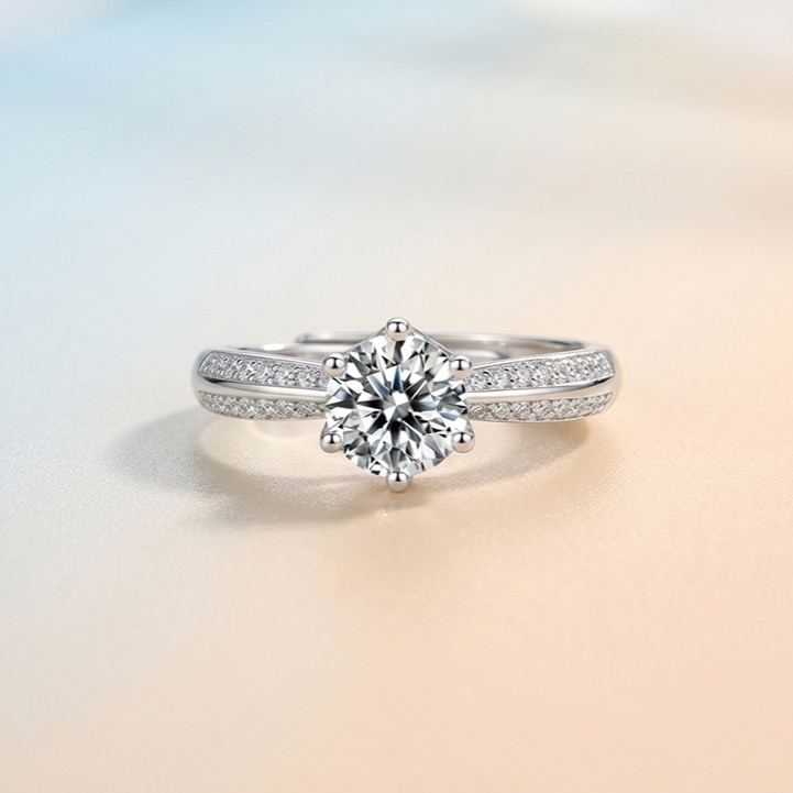 S925 Silver "Half-and-Half" Moissanite Ring