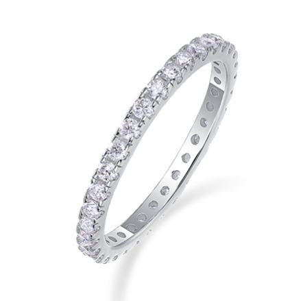 S925 Sterling Silver Closed-Band Ring Fully Set with Moissanite