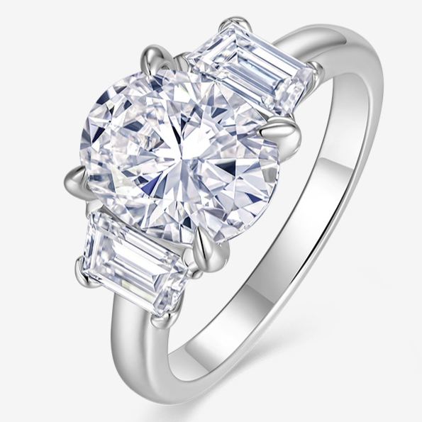 925 Sterling Silver Statement Moissanite Ring