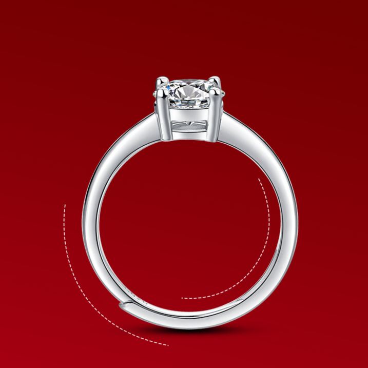 S925 Silver Four-Prong Moissanite Ring