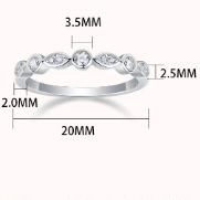 S925 Silver Moissanite Solid Band Ring