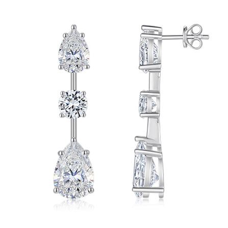S925 Silver Pear-Shaped Moissanite Long Earrings