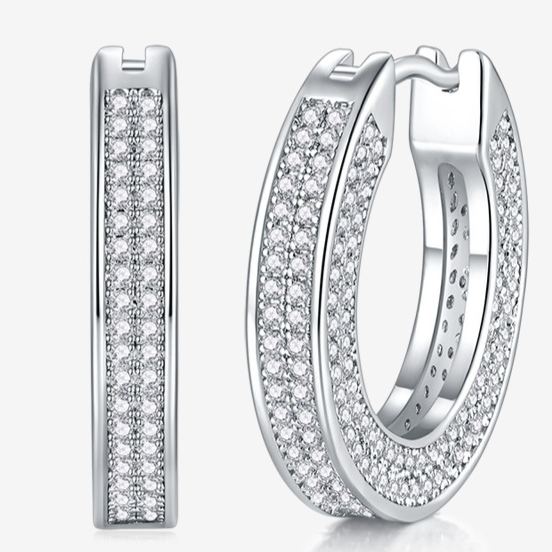 S925 Sterling Silver Moissanite Large Hoop Earrings