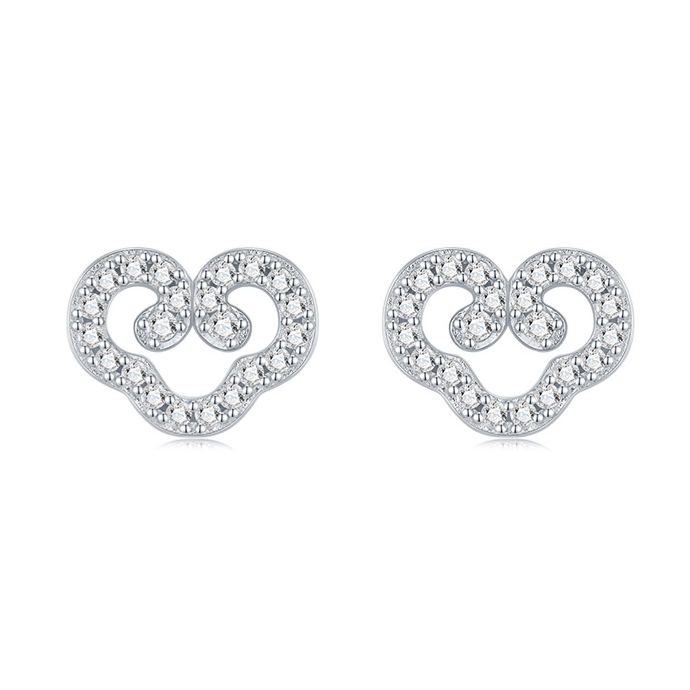 S925 Sterling Silver Sweet Heart-Shaped Moissanite Stud Earrings