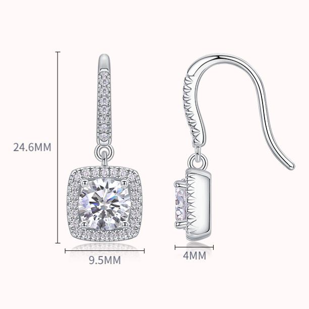 S925 Silver Star and Moon Moissanite Long Earrings