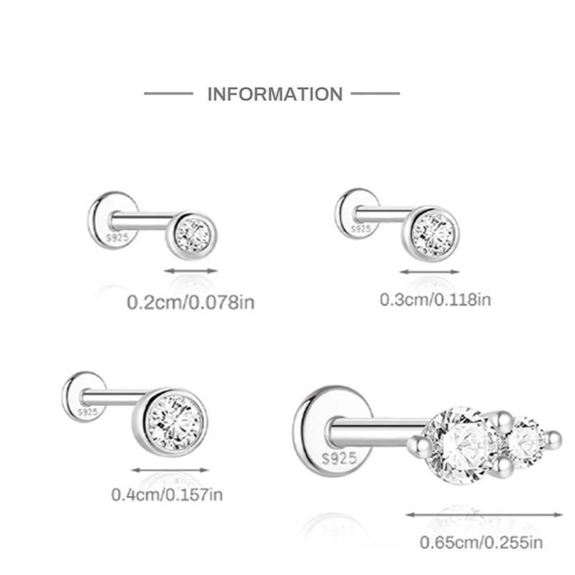 S925 Sterling Silver Moissanite Classic Bezel-Set Round Screw-Back Earrings