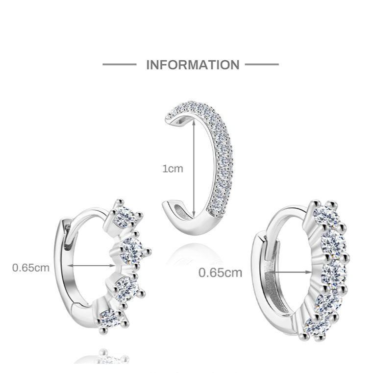 S925 Sterling Silver Micro-Pave Moissanite Non-Pierced Ear Cuff