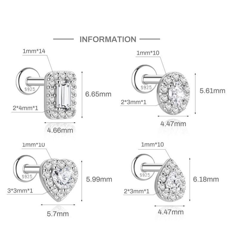 Authentic 925 Sterling Silver Geometric Earrings with D-Color Moissanite