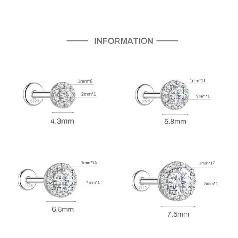 S925 Sterling Silver Round Moissanite Earrings(Single unit)
