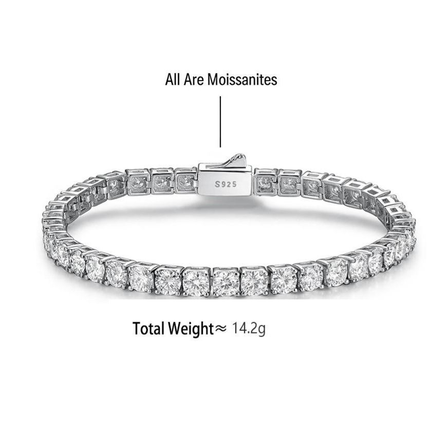 S925 Sterling Silver Moissanite Tennis Bracelet